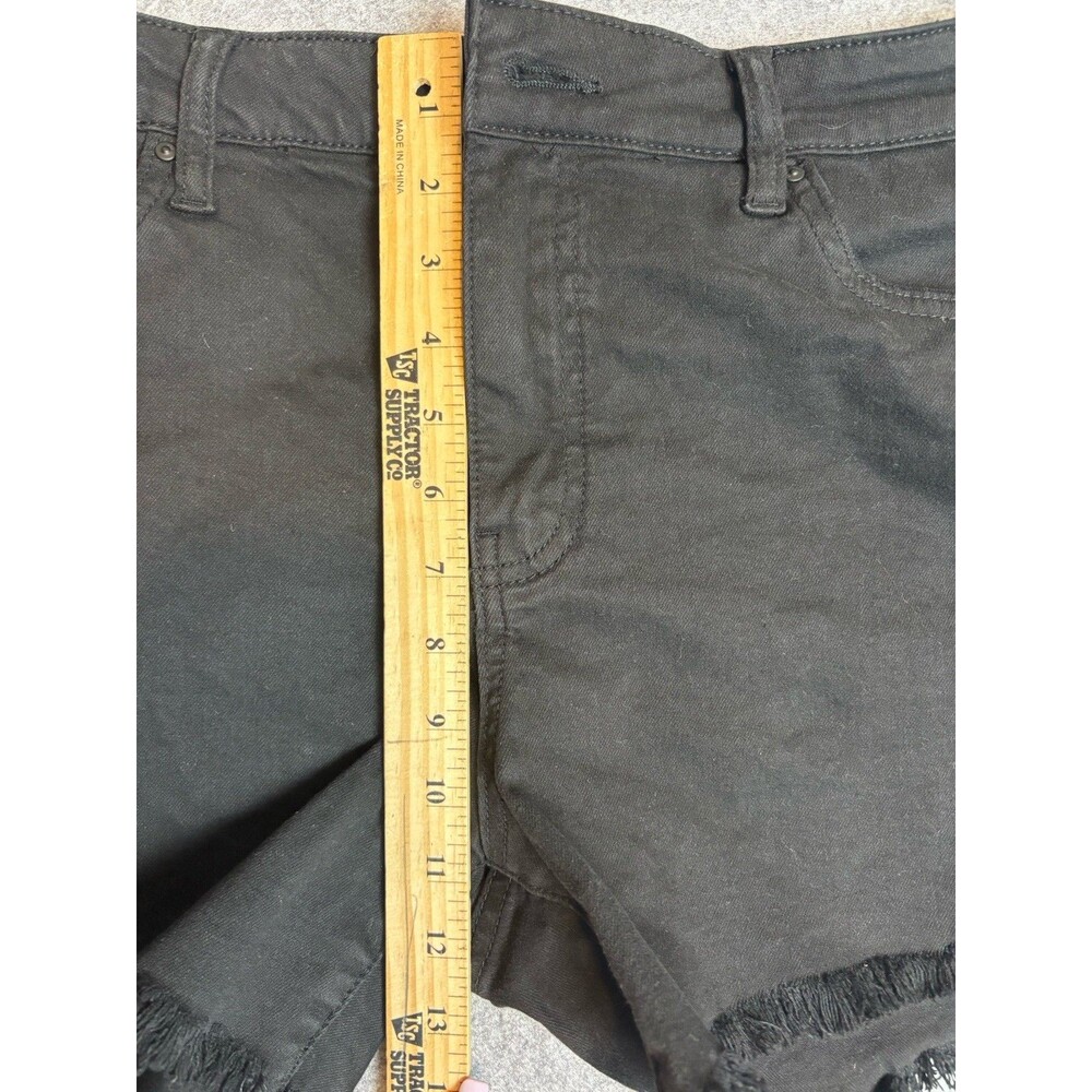 KUT from the Kloth Jane Long Short High Rise Cut Off Denim Shorts Black Size 8 - Picture 9 of 9